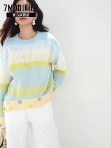 7.Modifier | Áo Sweater Tay Dài Đa Năng Thiết Kế Nút Sọc Sáng Tạo