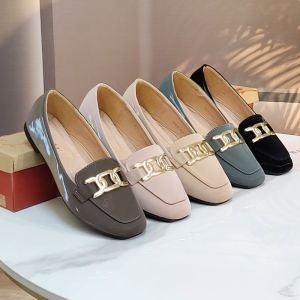 [JY]  Casual fashion Square toe flat leather Doll shoes loafer for women