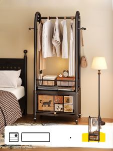 Meisda Vintage Style Bedside Table Coat Rack Integrated Mobile Iron Art Steel Metal Storage Rack Furniture for Home Use