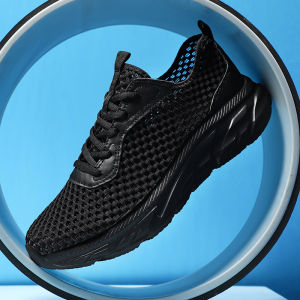 ORNGMALL Mesh Shoes for Men Sneakers High Quality Casual Shoes Lace-Up Black Fashion Gym Casual Light Walking Running Shoes Suitable for Daily Life and Sports Men Sneakers Plus Size 39-49
