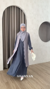 SHABIYAN-604 Gamis Wanita Muslimah Cardigan Set Inner Outer