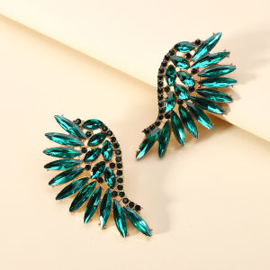 Fashion Fairy Wing Glass Decor Stud Earrings For Women Trend Luxury Design Wedding Party Statement Jewelry Accessories Gift