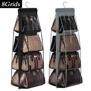 6/8 Grids Handbag Storage Artifact Bag Dust-proof Cover Door Behind Bag Storage Hanging Shelf Household Dormitory Storage Bag Organizer