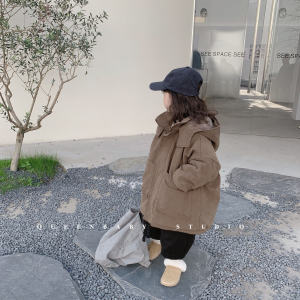 Korean Style Thickened Cotton Jacket for Children Winter New Arrival Fur Lined Middle Length Workwear for Boys And Girls