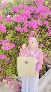 Tas Totebag Kanvas Fashionable Tali Kulit Sintetis Tote Kuliah Elegan dan Besar Muat Banyak Barang