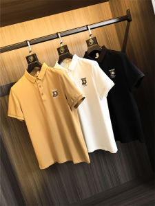 Fried Chicken Is Cool! Light Business Series! Classy Men Pearl Mesh Cotton Lapel Short Sleeve Fashion Polo Shirt Fashion