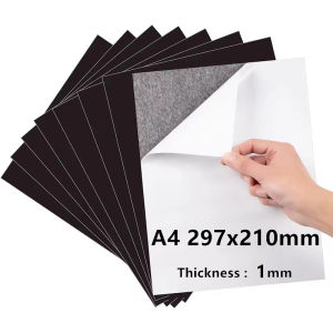 A4 Self-Adhesive Rubber Flexible Magnet 0.8/1mm Magnetic Mat Sheet for Fridge Photo Picture DIY Creative Decor Easy Cutting Peel