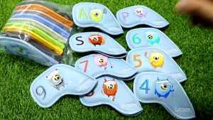 ปลอกหุ้มหัวไม้กอล์ฟ ลาย Monster Gang แบบคละสี 9 ชิ้น (CVI032) Cover Iron set 9 pcs. 4/5/6/7/8/9/P/A/S วัสดุหนัง PU ทนแด ทนฝน