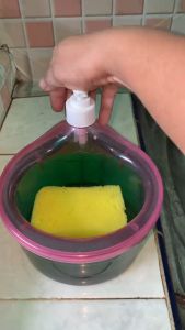 Tempat Sabun Bulat 1000ml + Spons Cuci Piring 2in1 Dispenser Sabun Cair
