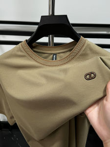 Casual round Neck Short Sleeve T-Shirt Mens Summer Fashion Urban Breathable Cotton Polyester Blend Basic Versatile Base Layer Shirt