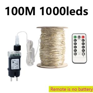 50M/120M LED String Lights Silver Wire Fairy Lights Christmas Garland For Street Patio Tree Garden Camping Party Decor