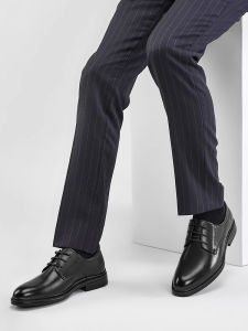 Mens Casual Shoes Soft Leather Genuine Leather Black Soft Bottom New Groom Business Formal Shoes Increased Height 6cm