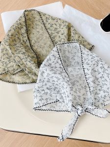 Khăn Choàng Cổ Vuông Họa Tiết Hoa Mùa Hè Đa Năng Cho Nữ Khăn Quàng Cổ Che Nắng Bảo Vệ Cổ Phong Cách Hàn Quốc Vải Cotton