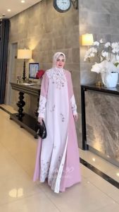 ADM 30 DRESS MUSLIM SET HIJAB AMORE BY RUBY GAMIS TERBARU CERUTTY MOTIF BUNGA MEWAH VARIASI KANCING JUMBO MAYUNG BUSUI COD