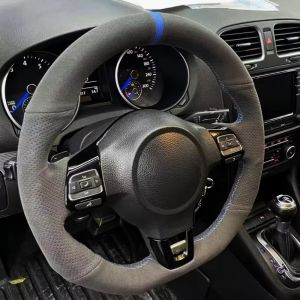 Hand Stitched Breathable Soft Suede Leather GTI MK6 VW Polo GTI Scirocco Steering Wheel Cover For Volkswagen Golf 6