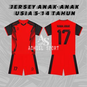 ( GRATIS REQUEST SABLON NAMA & NOMOR ) Satu Set Setelan baju Jersey Olahraga Anak Usia 5-14 Tahun - Baju Sport - Jersey Sepakbola Futsal Badminton Volleyball