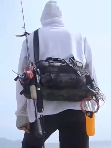 Fishing Bag กระเป๋าตกปลา เอว กระเป๋าเป้สะพายหลังเหยื่อตกปลามัลติฟังก์ชั่นกันน้ําไหล่กระเป๋าตกปลาขนาดกะทัดรัดกลางแจ้ง ใส่เบ็ดได้ 2 คัน เป๋าเบ็ด คีม คีม เหยื่อ สายตกปลา