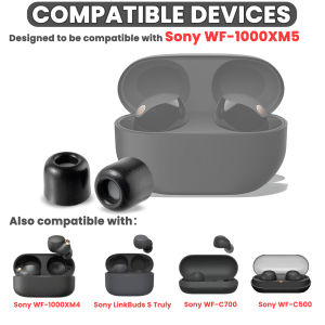 sciuU Noise-isolating Ear Bud Tips [3 Pairs] compatible with Sony WF-1000XM5 Earbuds Built-in Dust Filter Memory Foam Eartips Noise Reduction & Sound Enhancement