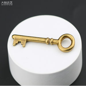 Retro Brass Ancient Small Key Pure Copper Handmade Keychain Pendant Waist Hanging Men and Women Car Personality Creative Pendant