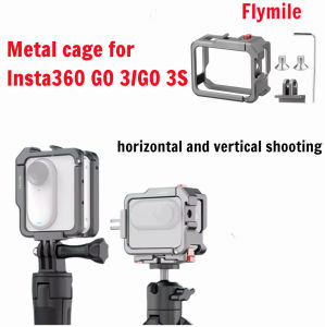 Flymile Aluminum Alloy Protective Metal Frame Cage For Insta360 GO 3/GO 3S Camera Battery CaseDouble Cold Shoe Case Action Camera Accessories