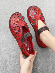 Leather Soft Bottom Mom Shoes Summer New Style 2025 for Middle-Aged And Elderly Anti-Slip Slippers Womens Comfortable Flats