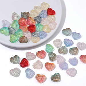 16x14mm 10pcs/bag Glass Heart Bow Beads For DIY Earring Necklace Bracelet Jewelry Making Accessories