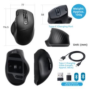 Hinomi | Bluetooth Silent Ergonomic RGB Dual-mode Wireless Charging Mouse