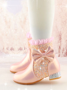 MENGBEIHUAN | Furry Stylish Crystal Soft Bottom Girls Short Boots