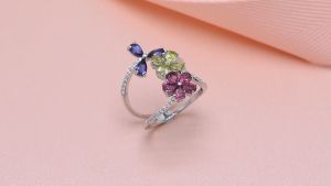 Nhẫn Bạc Thật 925 Chính Hãng Quà Tặng Trang Sức Hoa Hồng Ngọc Thạch Anh Nhiều Đá Quý Tự Nhiên Cho Nữ Ngày Giáng Sinh