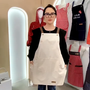Korean Waterproof Apron Kitchen Catering Large Pocket Living Apron for Men and Women