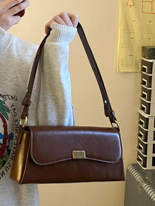 Retro Womens Underarm Single Shoulder Bag Luxury Minimalist Commuter Slant Bag Fashionable Handbag Soft PU Leather Bag