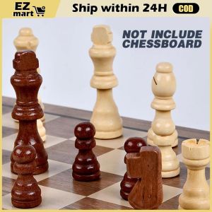 32pcs Wooden Chess Pieces Complete Chessmen International Word Chess Set Chess Pieces a Full Set Of Chess Set Chess Pieces Entertainment Accessories