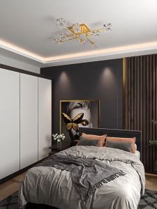 Retail And Wholesale Nordic Minimalist Post-modern Light Luxury Bedroom Living Room Restaurant Study LED Crystal Ceiling Lamp