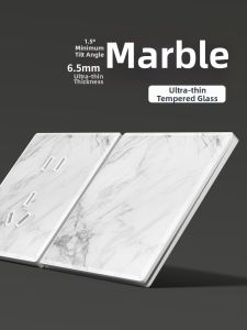 Ultra-Thin Tempered Glass Marbled 86-Type Wall Switch and Socket Panel 5 Outlets 1 Switch 1 USB