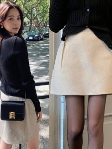 High Waist A-Line Mini Skirt Spring Autumn Winter Polka Dot Polyester Fabric Zipper Closure Commute Style Korean Version