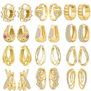 S925 Sterling Silver Earrings Multiple Styles 18K Gold-plated Earrings Original Simple Fashion Jewelry Women Birthday Gift