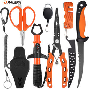 RALERA Saltwater Resistant Fishing Gear Tackle Kit: Fishing Pliers Fillet Knife Fish Lip Gripper  Braid Scissors Line Cutter