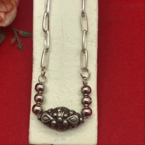 สร้อยคอเงินลายโซ่คั่นปล้อง ตะขอตัวเอ็ม ความยาว 18 นิ้ว ชุบเงิน ใส่ในชีวิตประจำวันได้ ใส่ได้ทุกโอกาส พร้อมส่ง