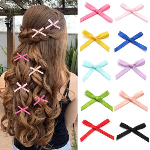 50/100pcs Mini Polyester Satin Flowers Bows Ties Scrapbooking Embellishment Hair Accessories Clips Pets Hair Bow Crafts