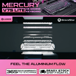 [READY STOCK] Gravastar Mercury V75 Lite Transparent Black HE Gaming Keyboard