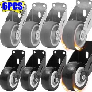 6Pcs Furniture Caster Wheels Low Profile Rubber Wheel Silent Caster Wheel Pulley Storage Boxes Heavy Duty Swivel Casters
