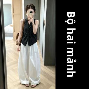 SENWA | Bộ Đồ Hàn Quốc Thu hút Áo Dài Không Tay và Quần Ống Rộng