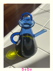 Dodo Blue Glass Oil Bottle Seasoning Jar Tea Pot High Temperature Resistant with Spout Olive Oil Soy Sauce Vinegar Bottle
