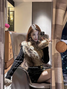 Eco-Friendly Fur Jacket Womens Autumn Winter Knitted Splicing Young Style High-End Feeling Name Lady Fashionable Coat
