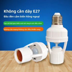 E27 Ổ Cắm Chuyển Đổi Cảm Biến Chuyển Động PIR 100-240V Đèn LED Đế Thông Minh Bóng Đèn Công Tắc Max 60W Chất Liệu Nhựa