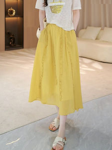 Shalldoer | กระโปรงทรงเอเอวสูงทรงเอผ่าหน้าดีไซน์เก๋ไก๋สำหรับผู้หญิงในช่วงฤดูร้อนปี 2025 กระโปรงทรงเอทรงหลวมกระโปรงยาวปานกลาง