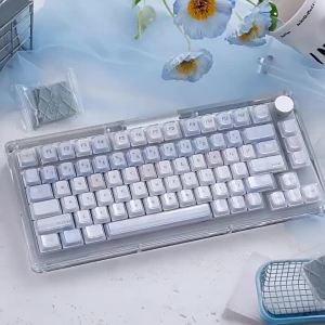 URE Winter Letter Crystal Keycaps Dye-Sub KDA Profile PBT+PC Keycaps Blue Jelly Keycaps For MX Cherry Mechanical Keyboard