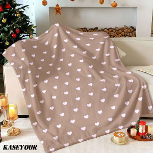 Beast Kingdom | Mocha Blush Hearts Winter Summer Flannel Blanket Throw Fleece Soft Fuzzy Plush Cozy Fleece Blankets for Sofa Ideal Gifts