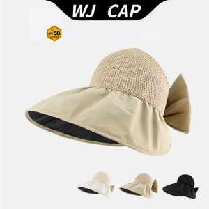 【WJ】Hat Summer sun shading sun protection UV protection fisherman hat face covering cycling black rubber sun hat