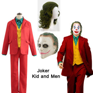 The Joker Cosplay Costume Men Kid Boy Halloween Clown Suit